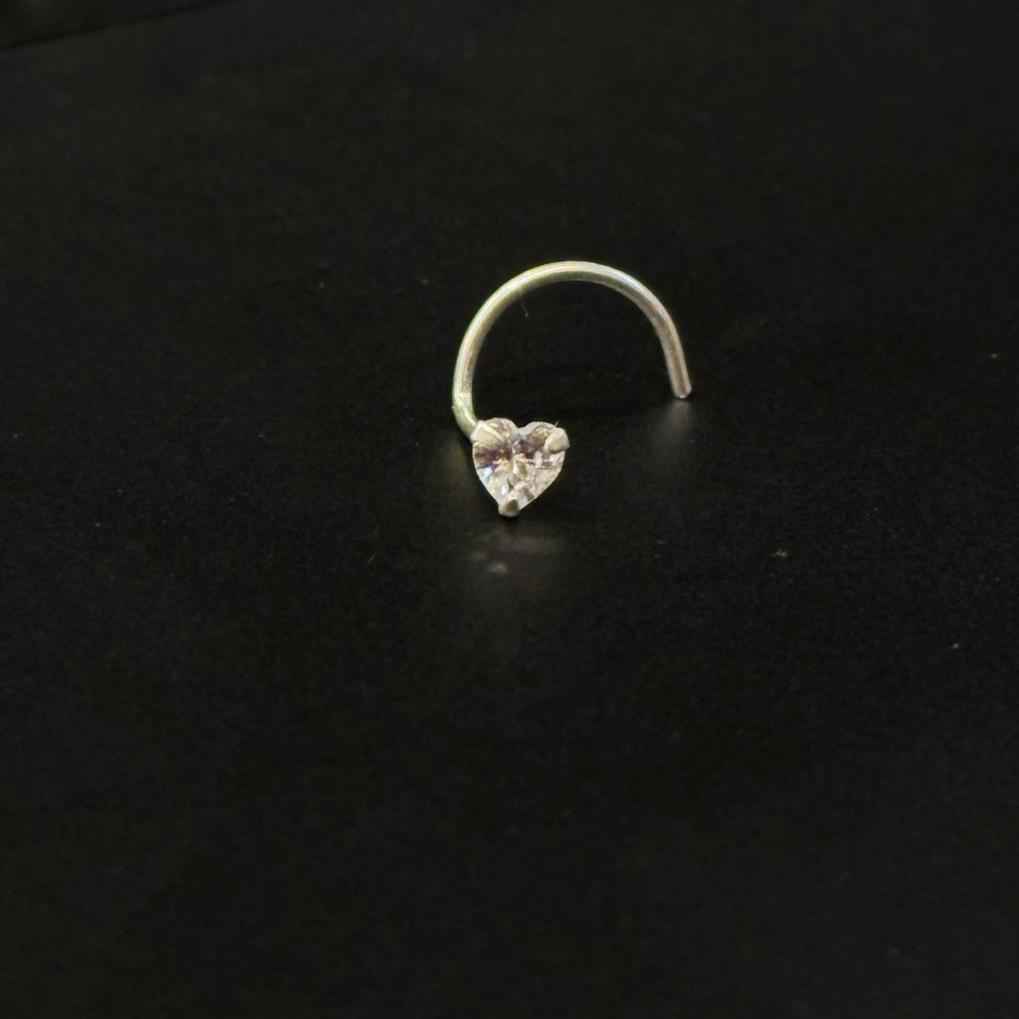 NR-158 Elegant White AD Stone 925 Sterling Silver Nose Pin