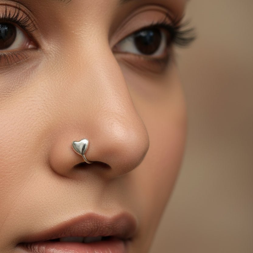 NR-160 Silver Heart 925 Sterling Silver Nose Pin