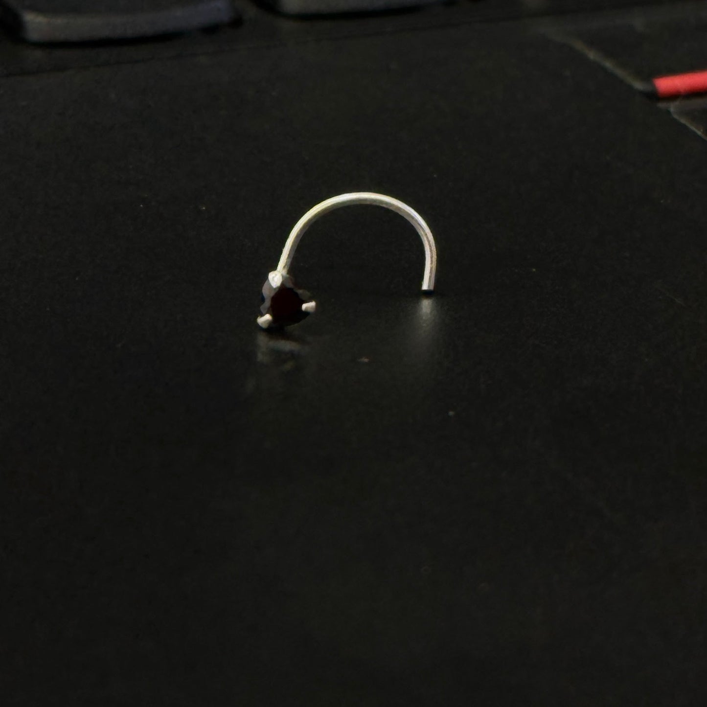 NR-157 Elegant Black AD Stone Oxidized 925 Sterling Silver Nose Pin