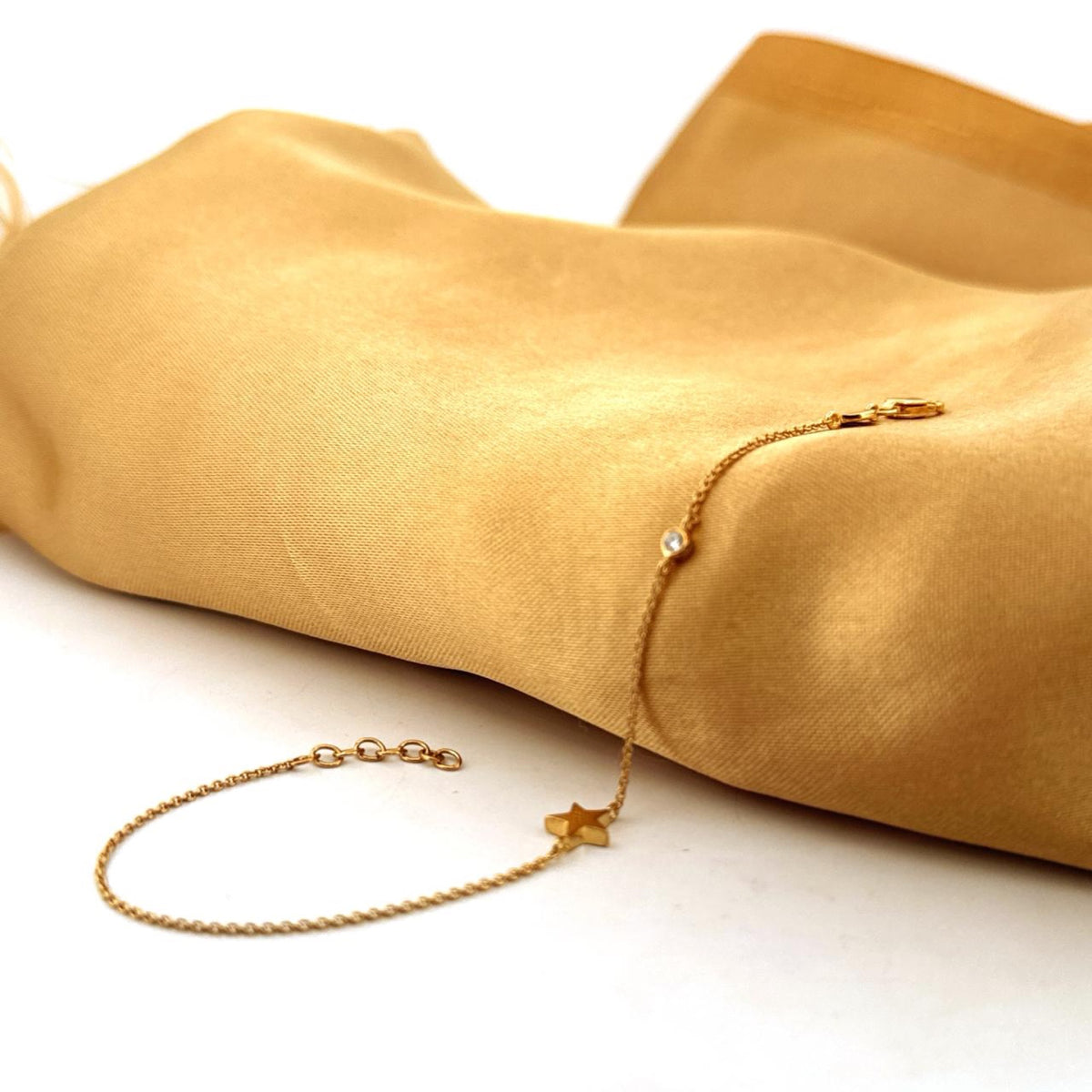 Sterling 92.5 Silver Gold-Plated Star & Small AD Stone Bracelet for Women - view 3