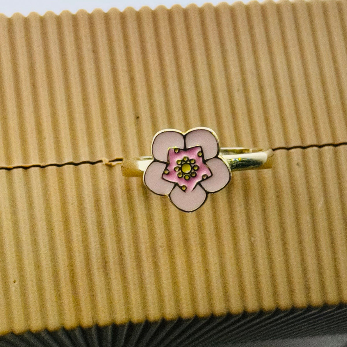 Pink Bloom Enamel 925 Sterling Silver Italian Ring