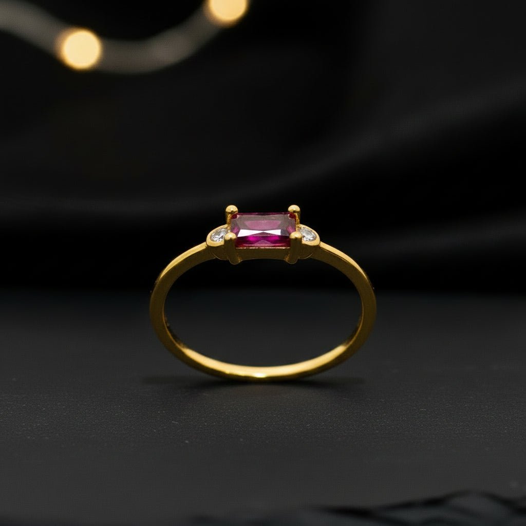 Golden Blush Pink & White AD Stone 925 Sterling Silver Italian Ring