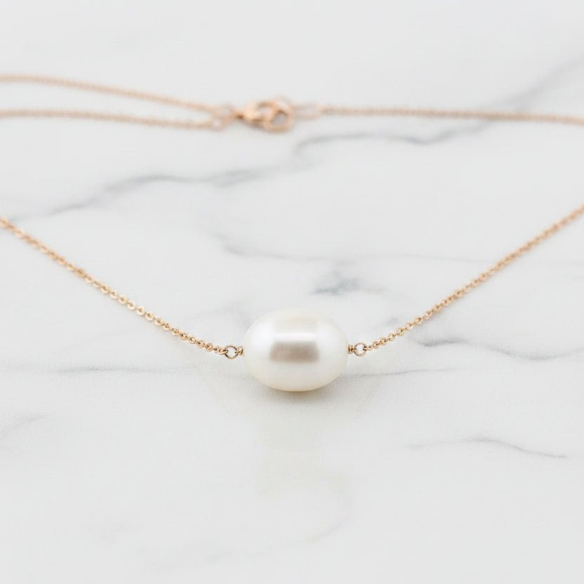 Rose Pearl Elegance 925 Sterling Silver Italian Chain Necklace