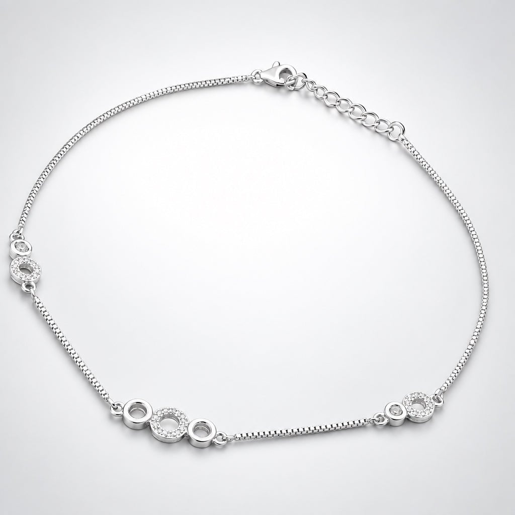 Fair 925 Sterling Silver White AD Stone Women's Anklet - view 3