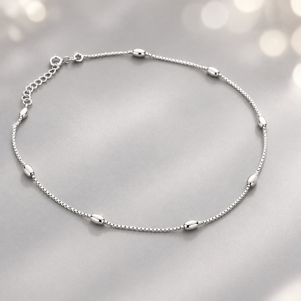 Fair 925 Sterling Silver Silver Balls Women's Anklet