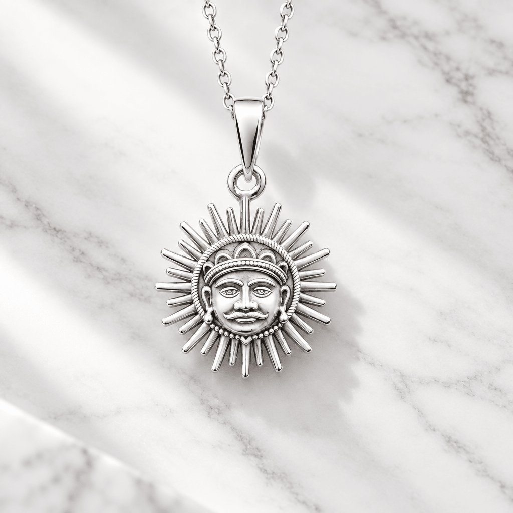 Pendants - Fair 925 Sterling Silver Surya Face Men's Pendant - Topco Silver