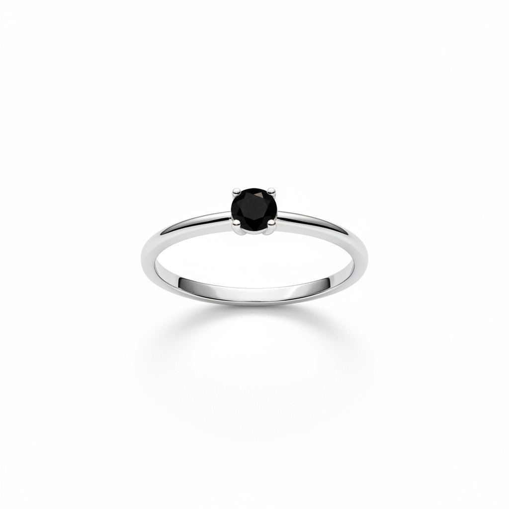 Noir Charm Black AD Stone 925 Sterling Silver Italian Ring