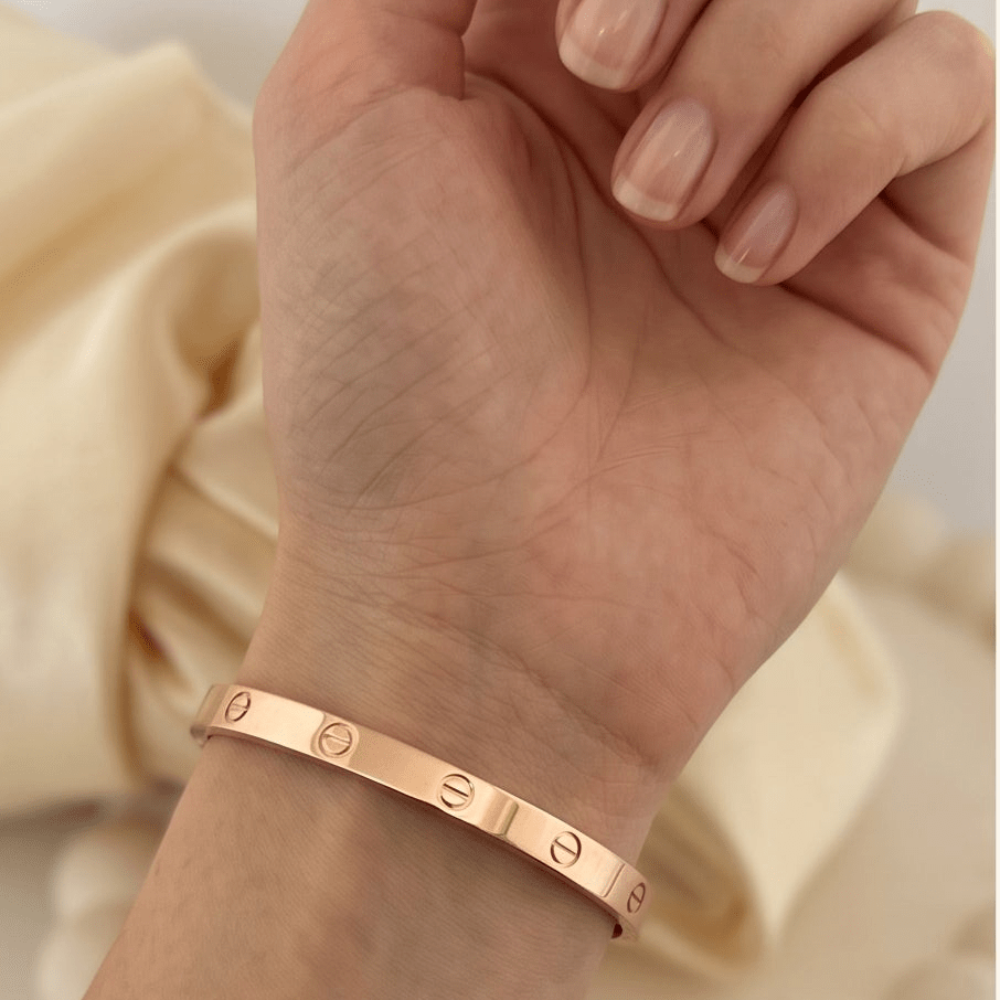 Bangles - Rose Aura 925 Sterling Silver Adjustable Bangle - Topco Silver