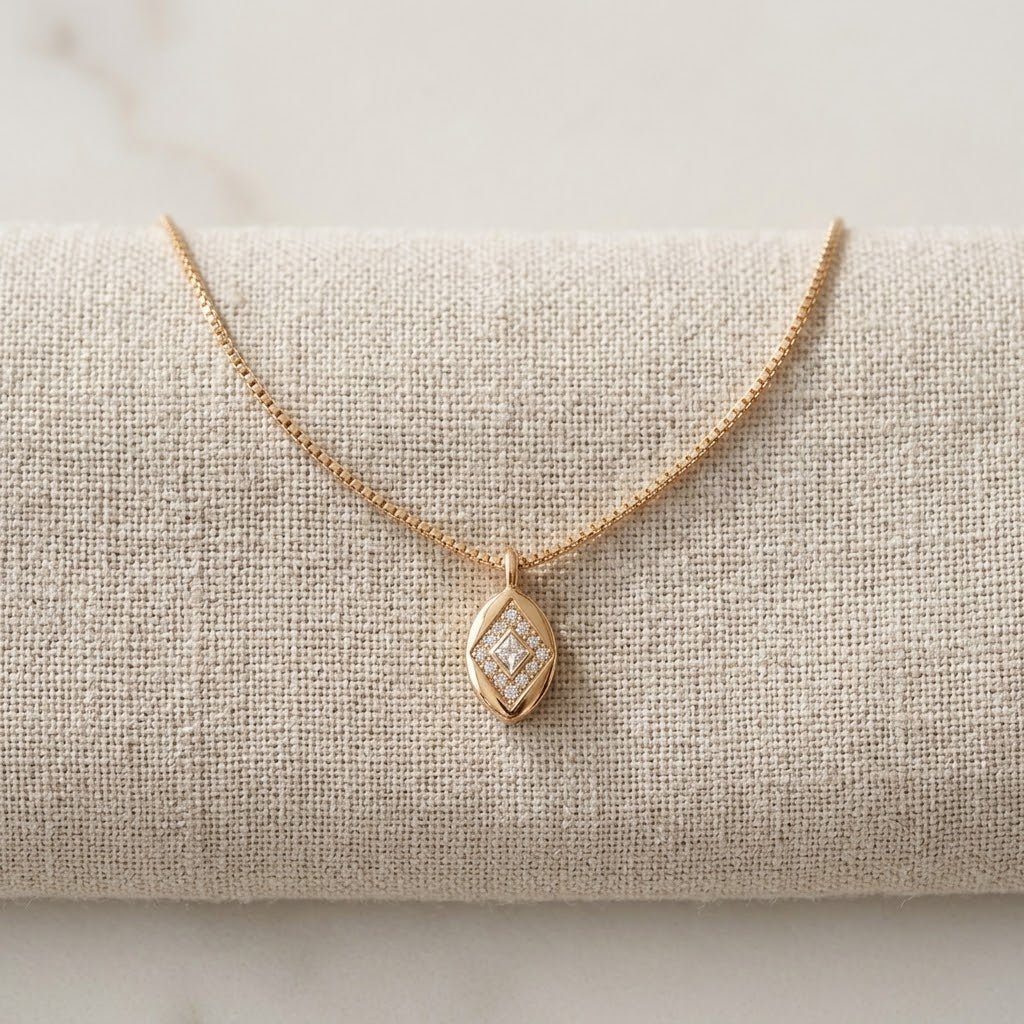Necklaces - Classic Spark White Micro AD Stone Rose Tone Silver Italian Simple Chain Necklace - Topco Silver