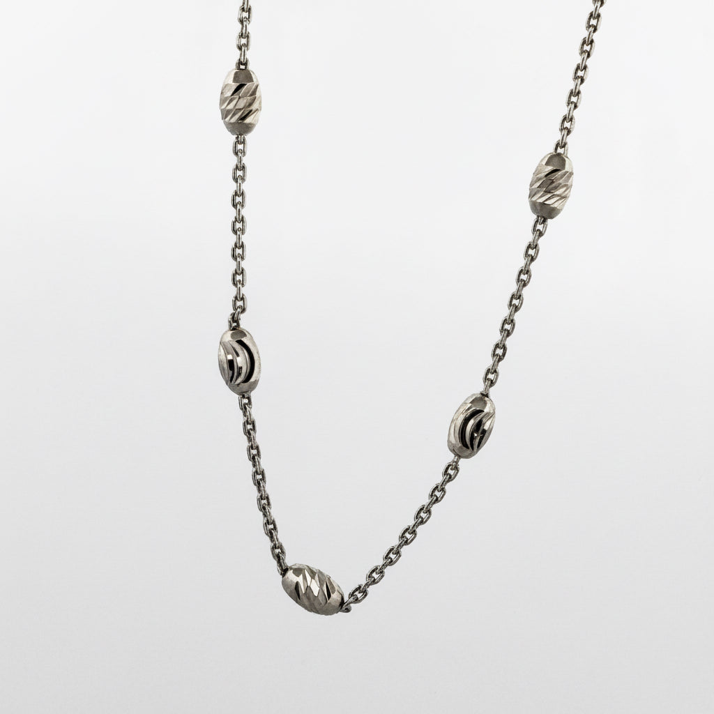 Rhodium 925 silver oval moon ball station anklet | minimal festive daily wear for women - image 2