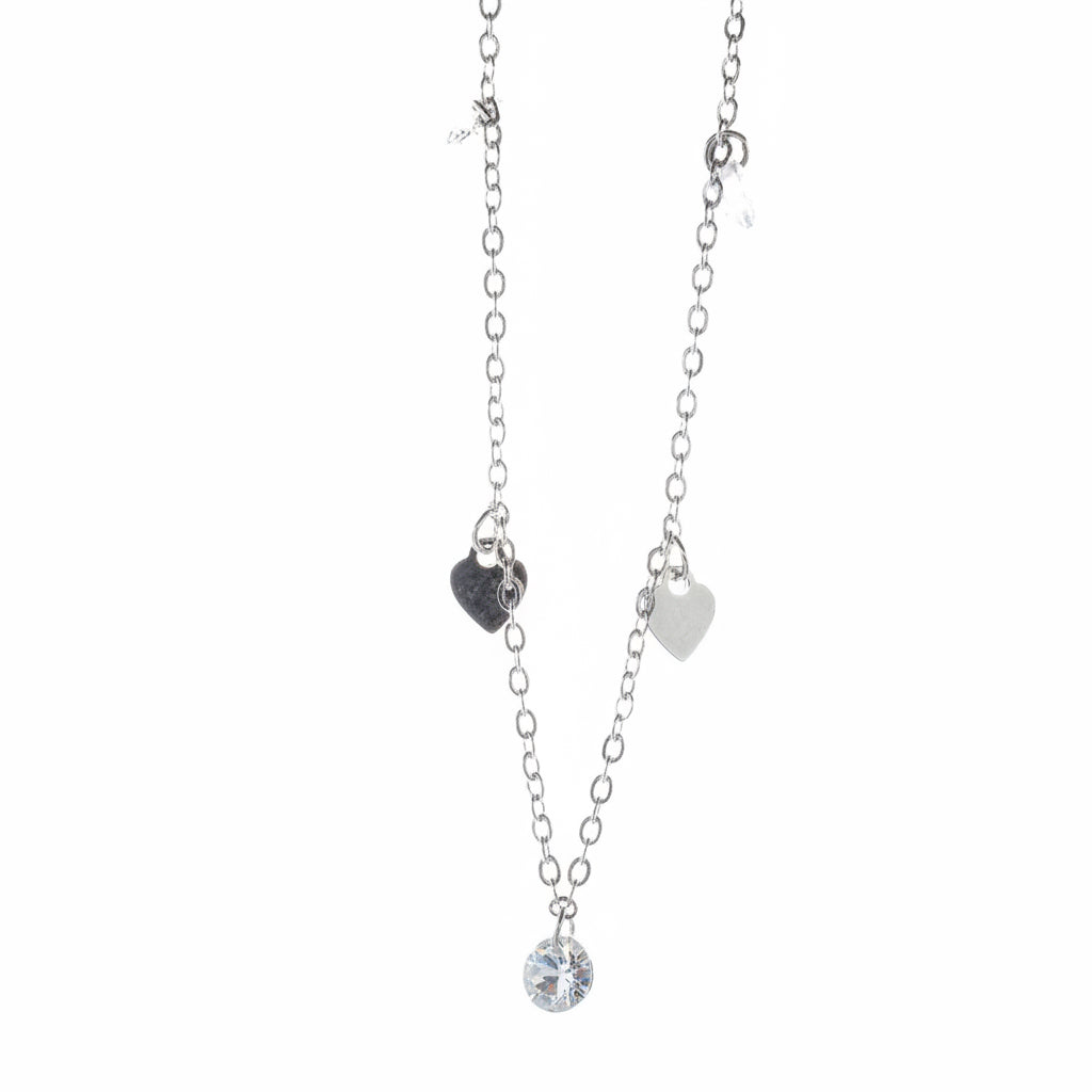 White AD heart charm 925 silver anklet | dainty festive gifting anklet for women - image 2