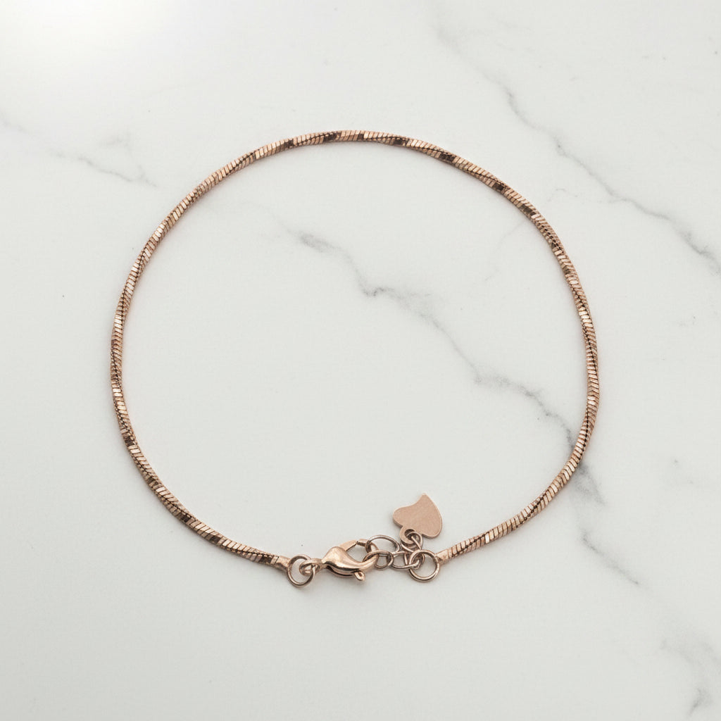 Rose gold disco chain 925 silver anklet | faceted party anklet with heart charm for gifting - image 2