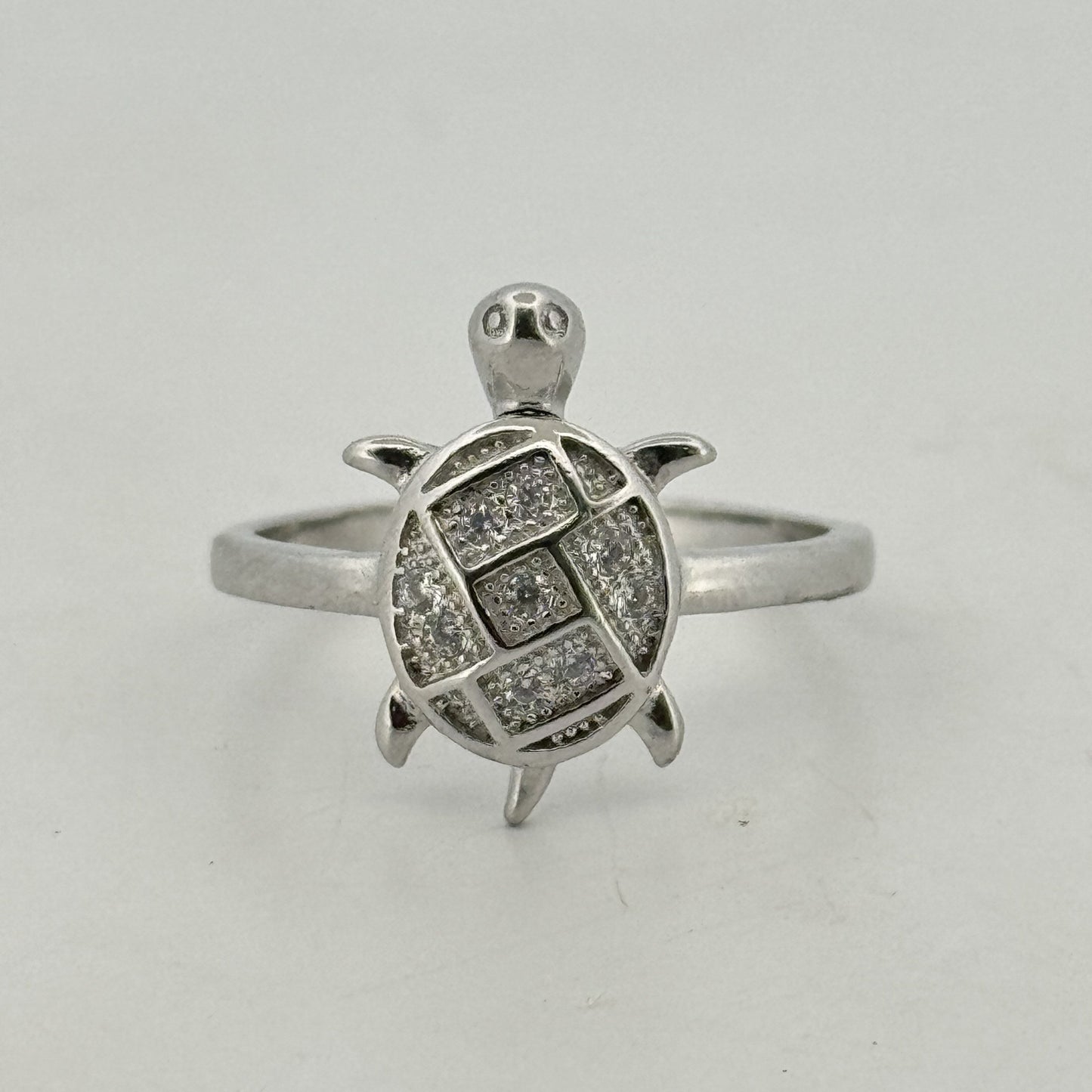 White AD tortoise motif 925 silver ring — auspicious unisex statement for gifting. - image 1