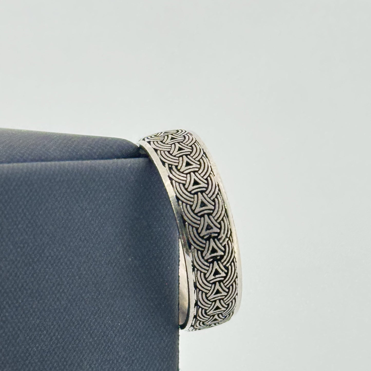 Oxidised Viking chain mail 925 silver wide band — bold statement ring for men. - image 1