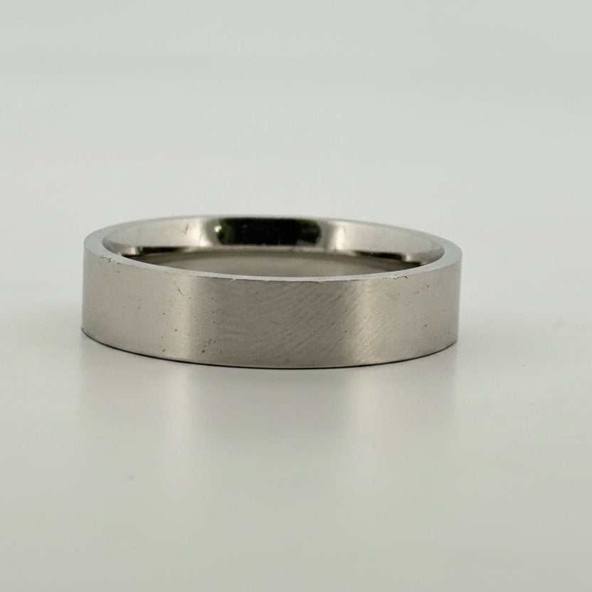 Sleek rhodium 925 silver mens band ring — polished minimalist essential for daily wear. - image 1