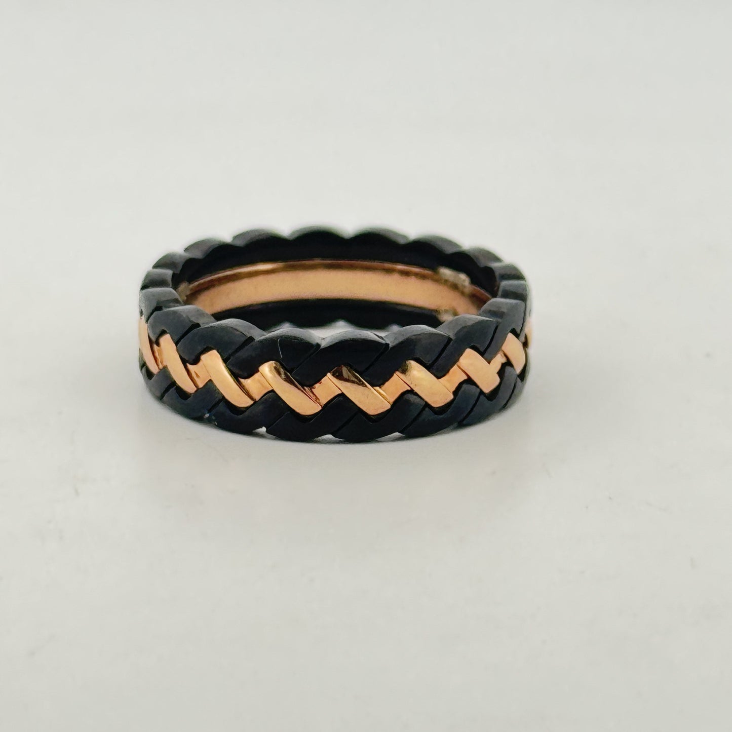 Black rhodium rose braid 925 silver band | bold unisex fusion ring for party & gifting - image 2