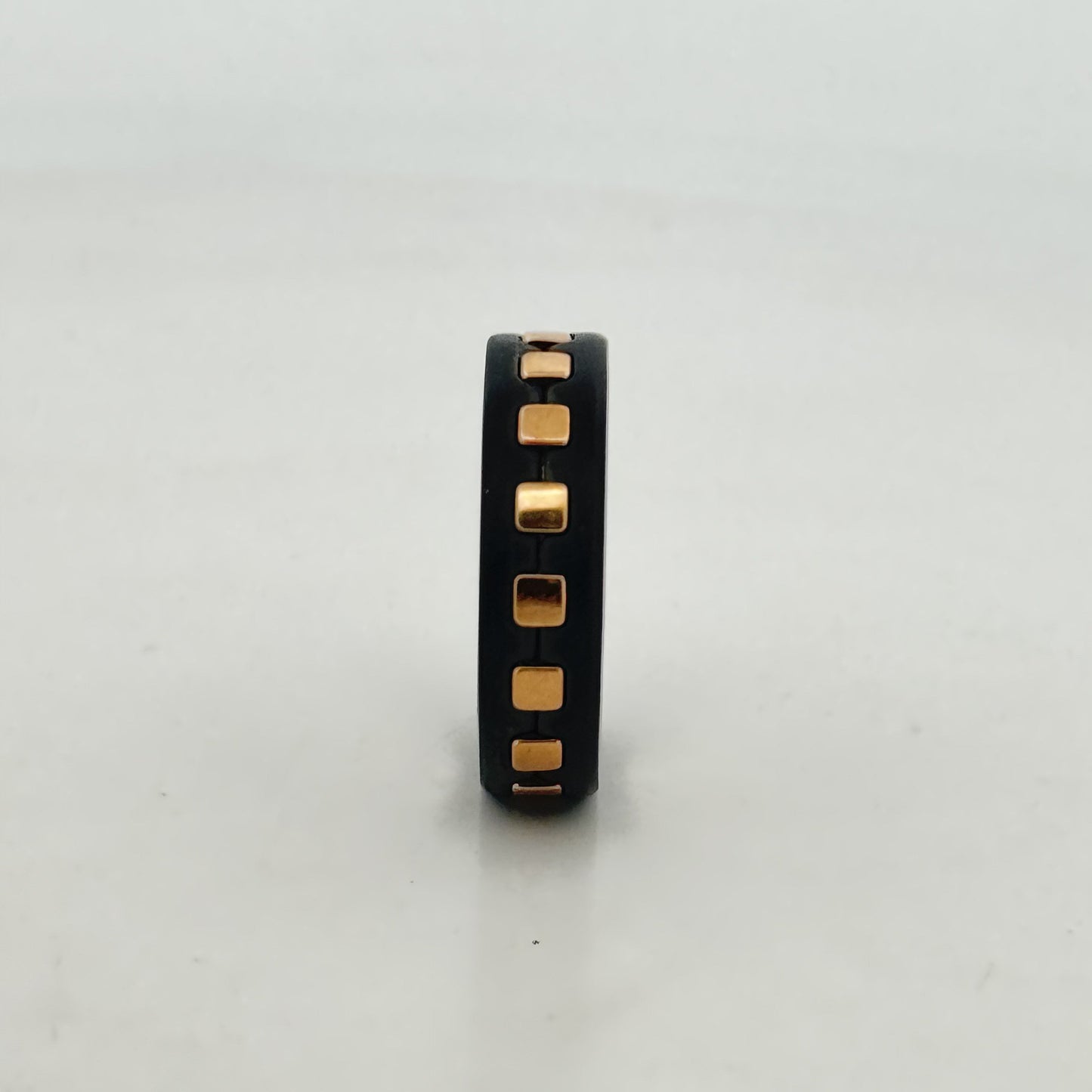 Black rhodium rose pixel 925 silver band | modern geometric unisex ring for daily wear - image 1