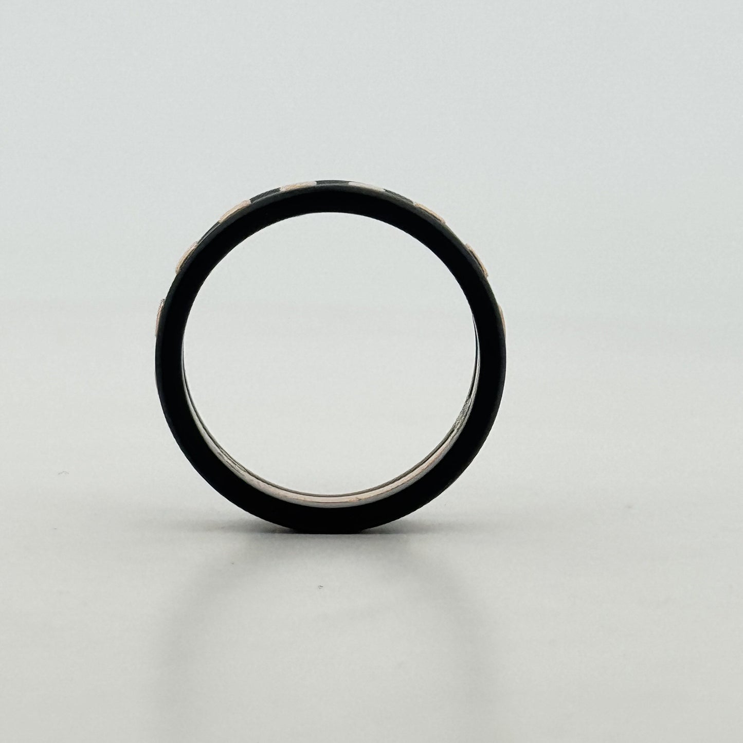 Black rhodium rose pixel 925 silver band | modern geometric unisex ring for daily wear - image 2