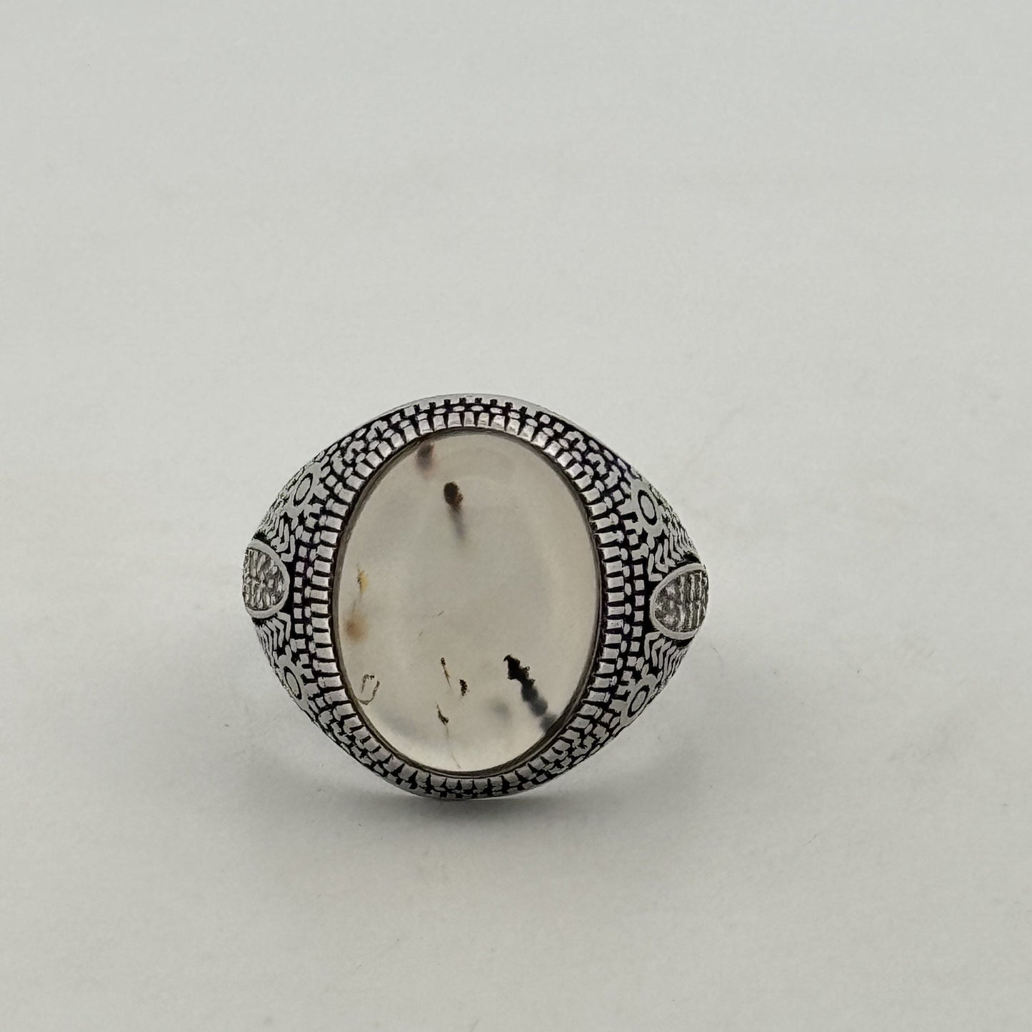 Semi-precious agate 925 silver oxidised ring | heritage statement for men's gifting occasions - image 2