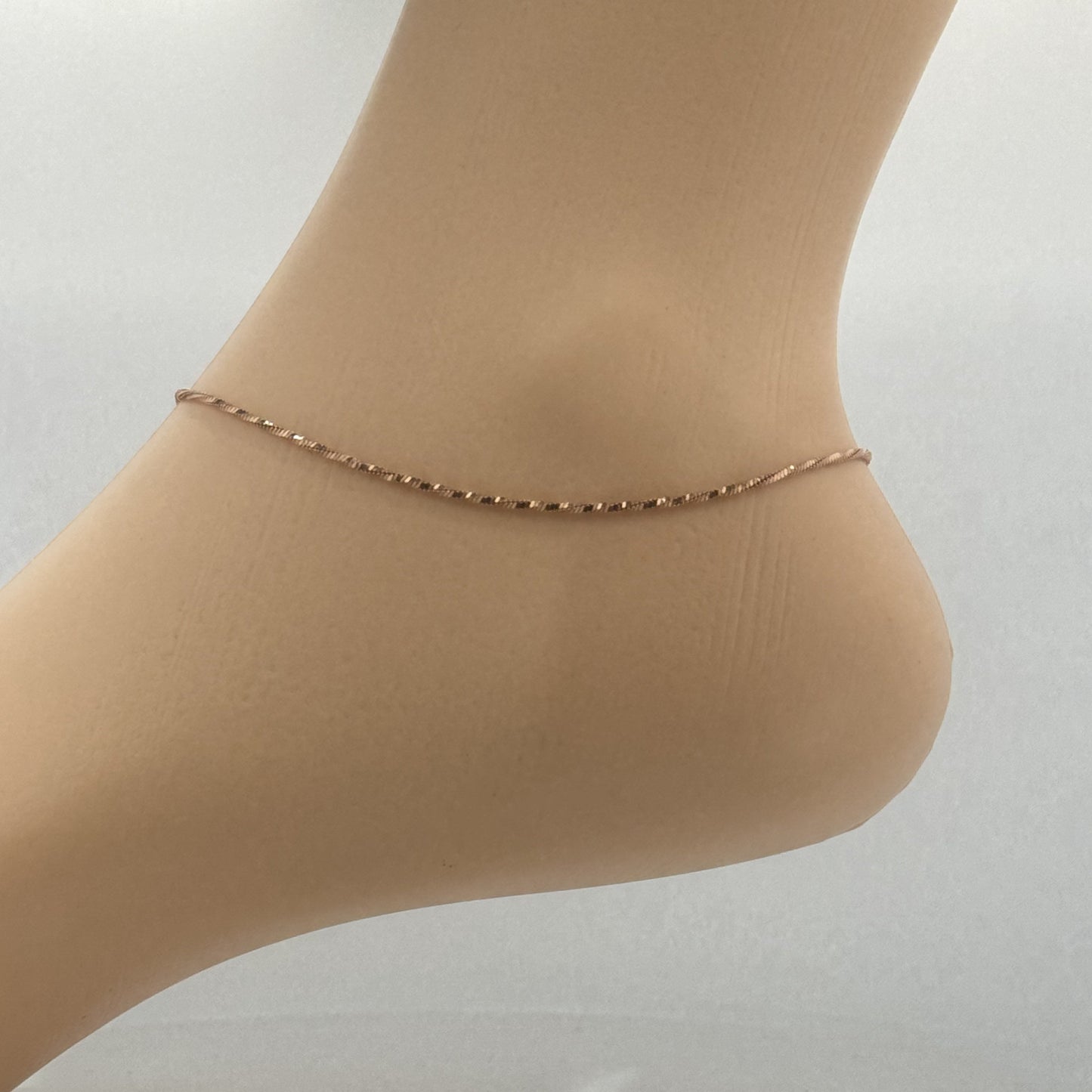 Rose gold disco chain 925 silver anklet | faceted party anklet with heart charm for gifting - image 4