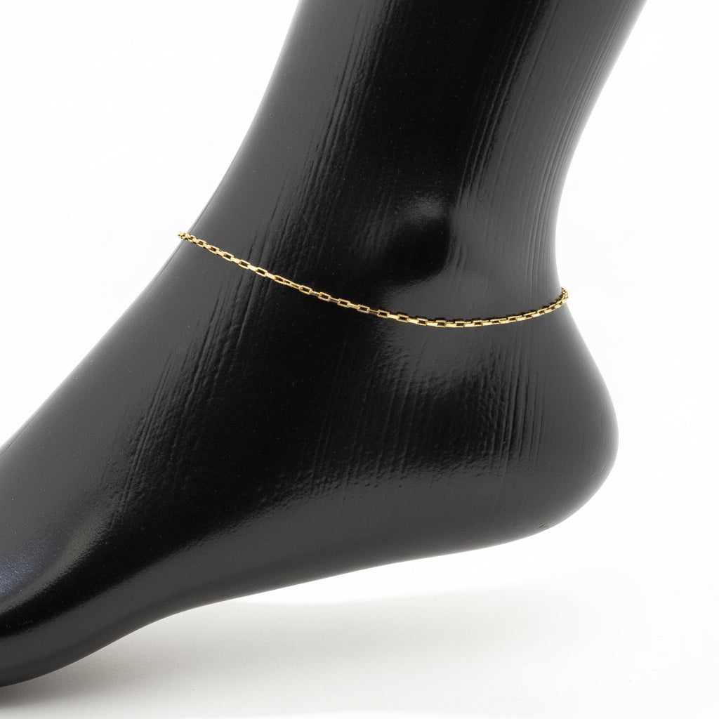 Gold-plated box chain 925 silver anklet | sleek classic office & festive anklet for women - image 3