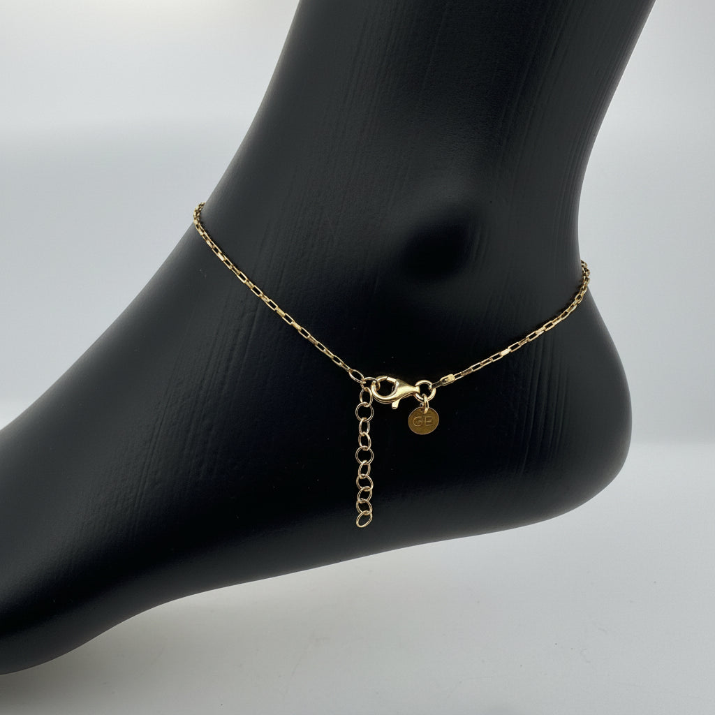 Gold-plated box chain 925 silver anklet | sleek classic office & festive anklet for women - image 4
