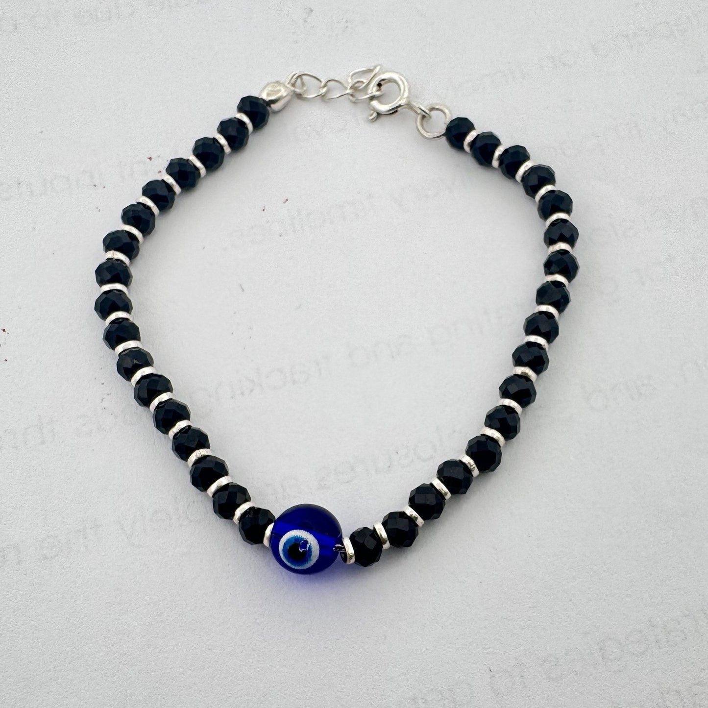 Black bead evil eye 925 silver kids mangalsutra bracelet | auspicious gifting for children - image 1