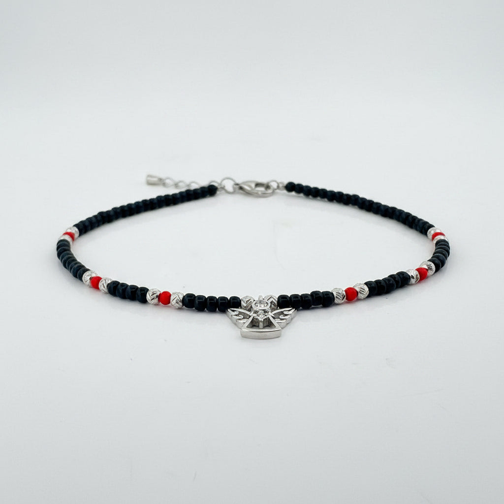 Angel charm black & red bead 925 silver kids bracelet | protective daily & festive gifting - image 2