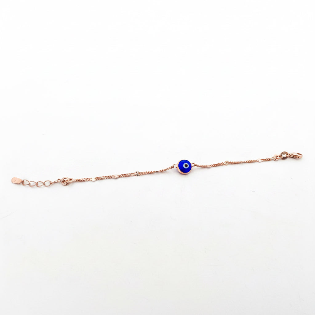 Rose gold evil eye 925 silver kids bracelet | auspicious gifting for girls' festive wear - image 1