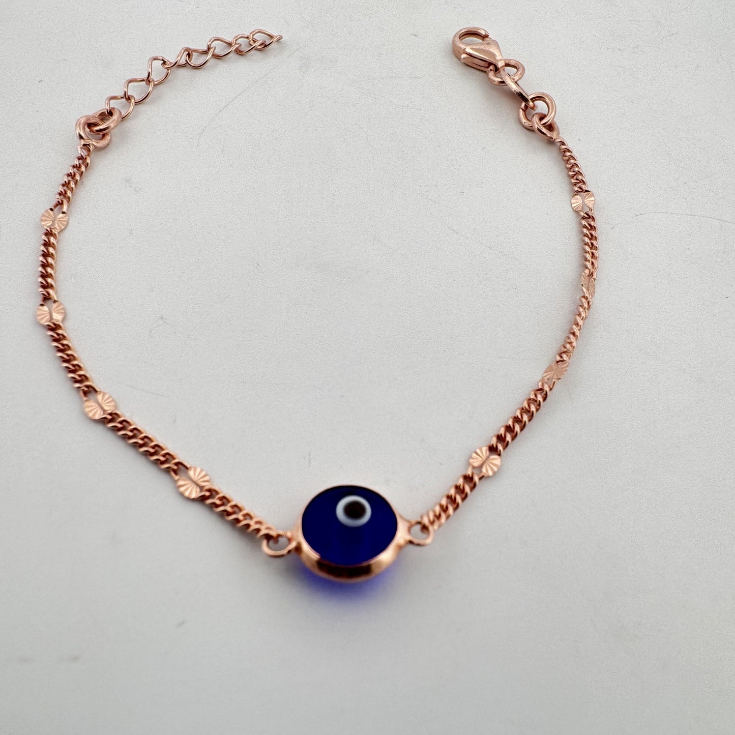 Rose gold evil eye 925 silver kids bracelet | auspicious gifting for girls' festive wear - image 2