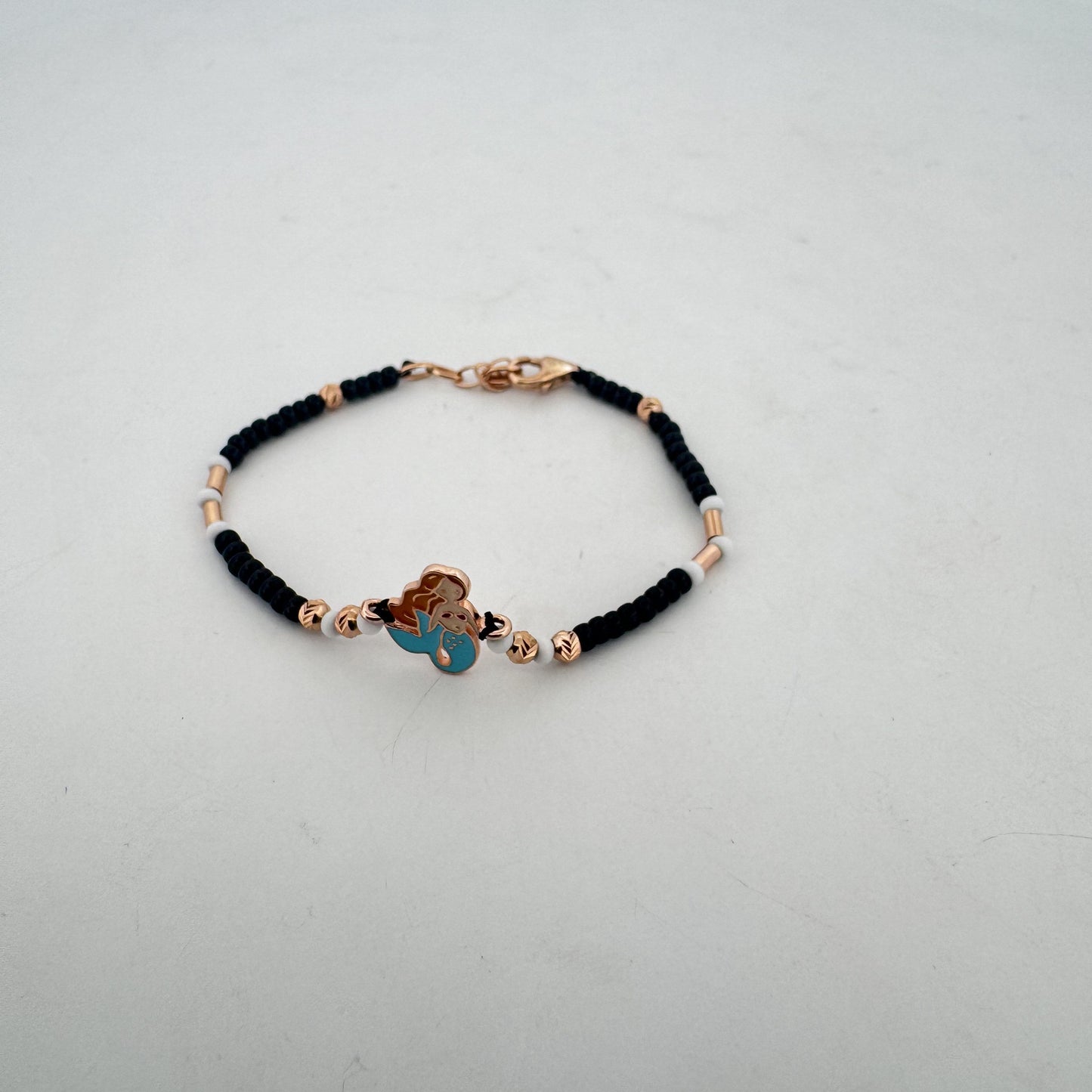 Mermaid enamel black bead 925 silver kids bracelet | magical festive gifting for girls - image 2