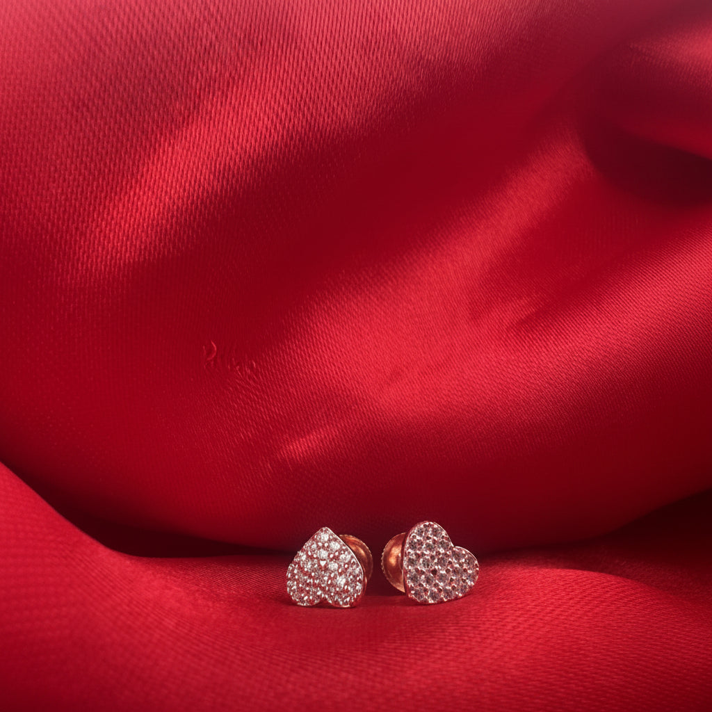 Micro-Pavé AD Solid Heart Rose Gold Silver Stud Earrings | Petite Everyday Self-Love - image 1