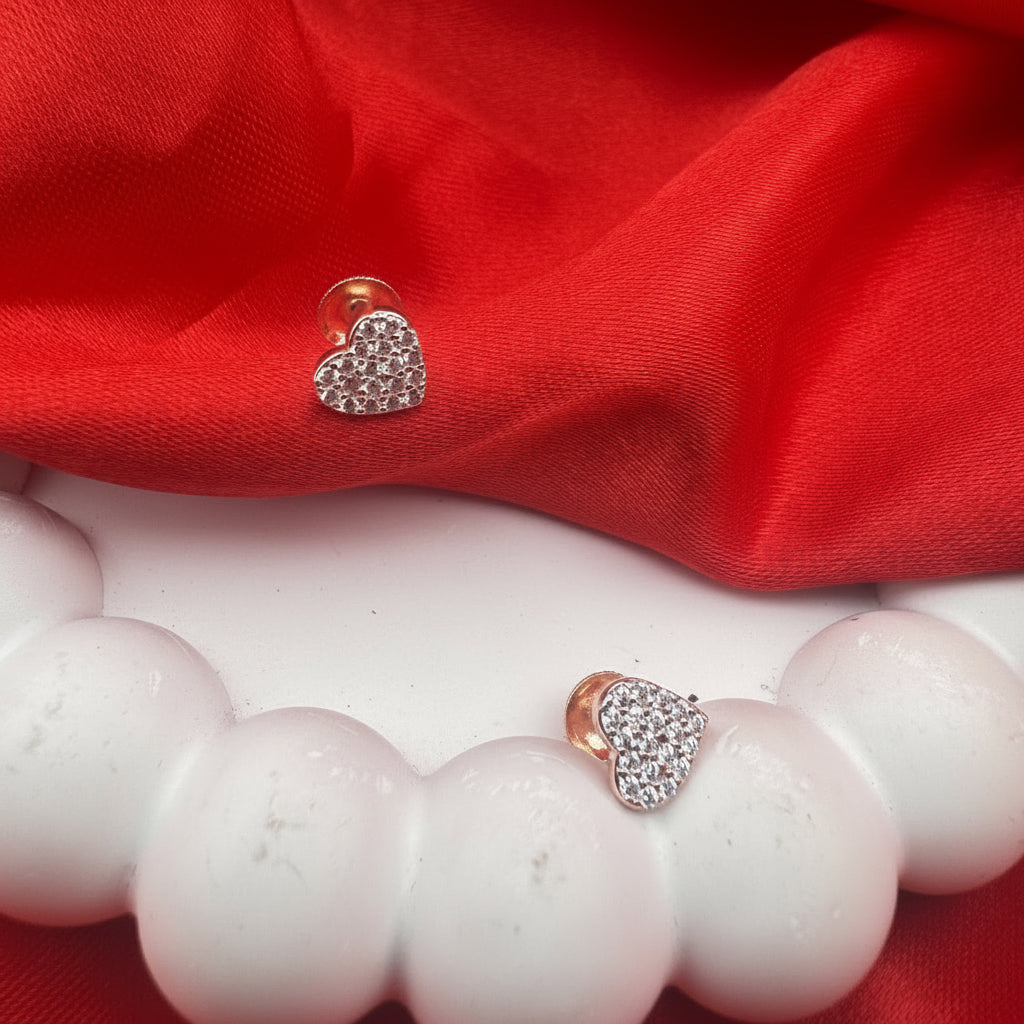 Micro-Pavé AD Solid Heart Rose Gold Silver Stud Earrings | Petite Everyday Self-Love - image 2