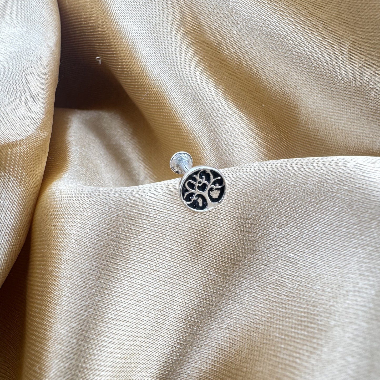 Oxidized 925 Silver Tree-Of-Life Nath | Heritage Motif Nose Pin For Festive Gifting - image 2