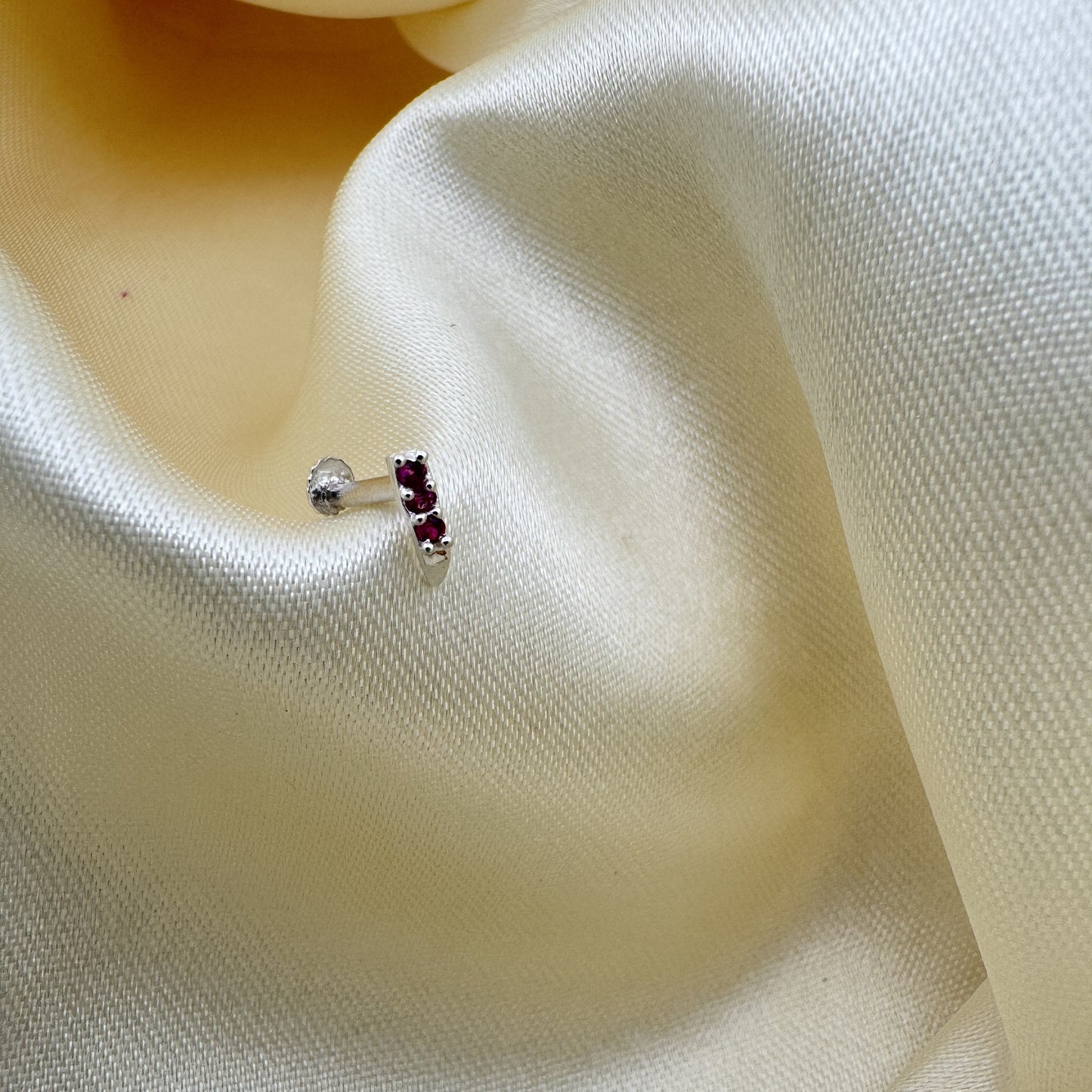 925 Silver J-Hook Nose Pin With Pink American Diamond | Dainty Blush Sparkle - image 2