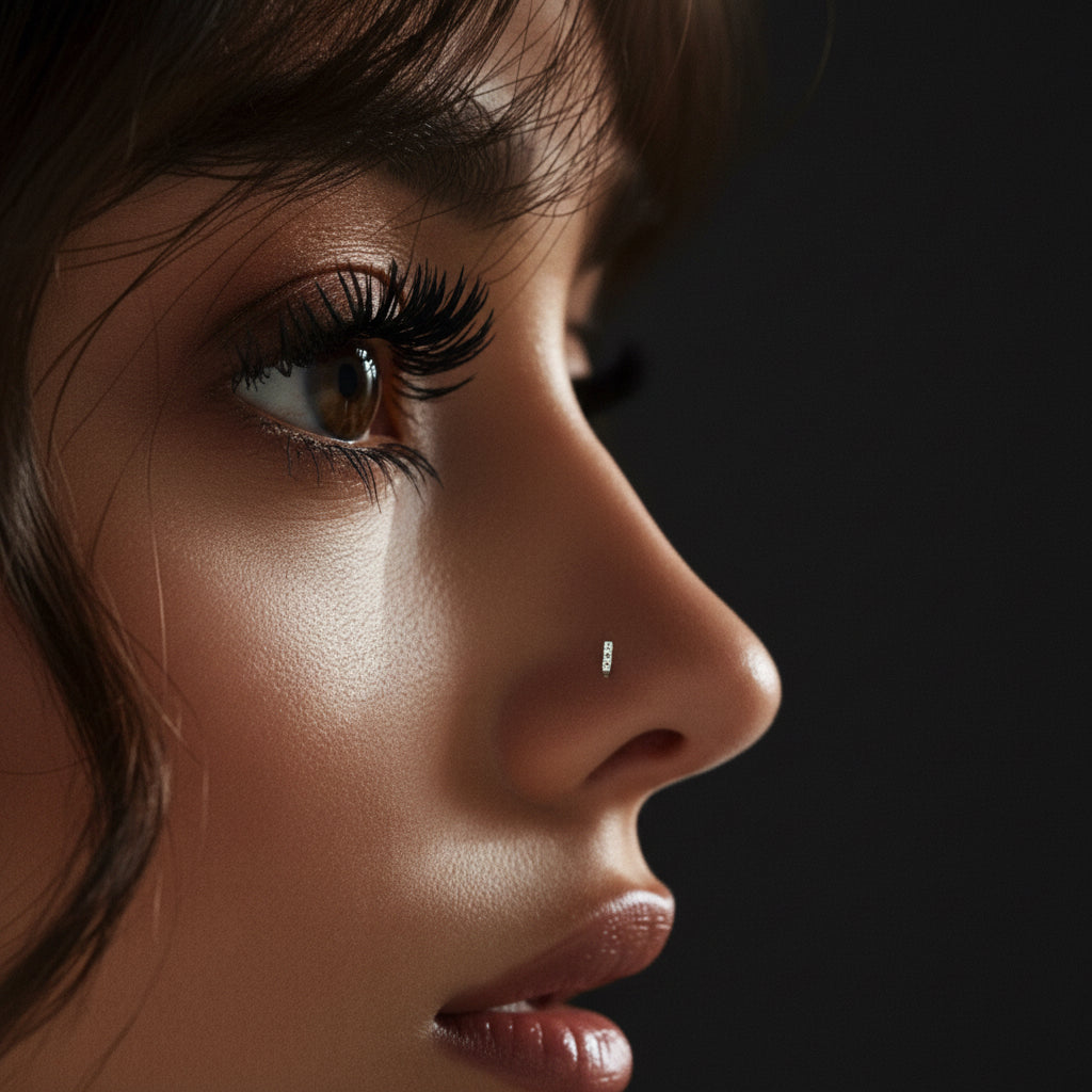925 Silver J-Hook Nose Pin With White American Diamond | Luminous Daily Sparkle - image 2