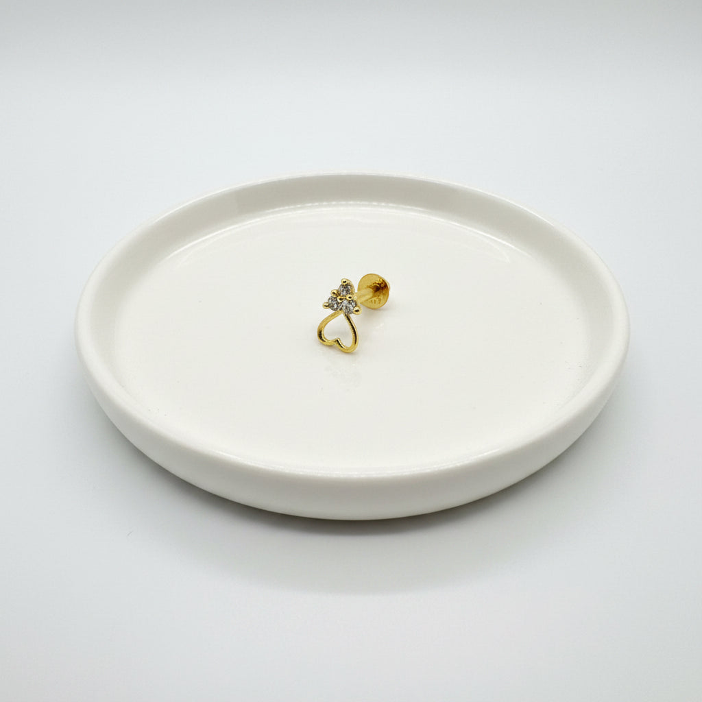 Gold-Plated 925 Silver Heart Nose Pin With White American Diamond | Dainty Minimal Glint - image 1