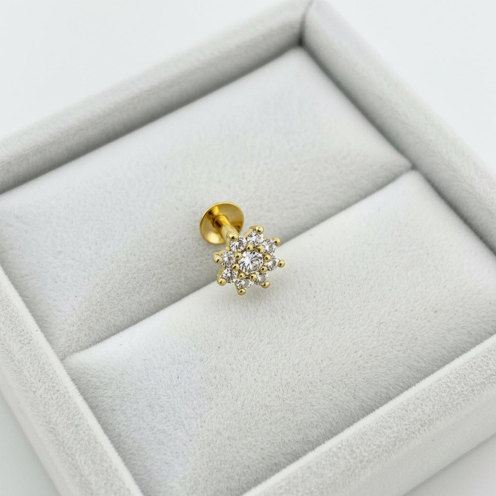 Gold-Plated 925 Silver Sunburst Nose Pin With White American Diamond | Layered Festive Radiance - image 1