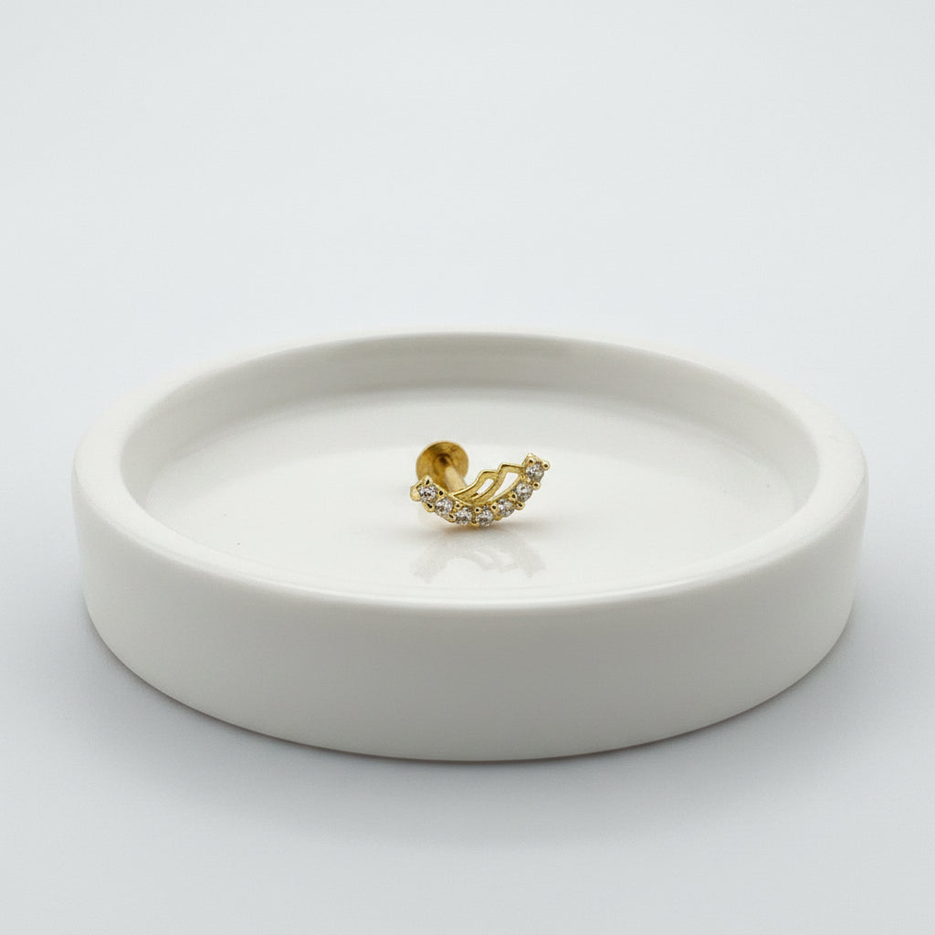 Gold-Plated 925 Silver Crescent Nose Pin With White AD | Minimal Arc For Daily Wear - image 1