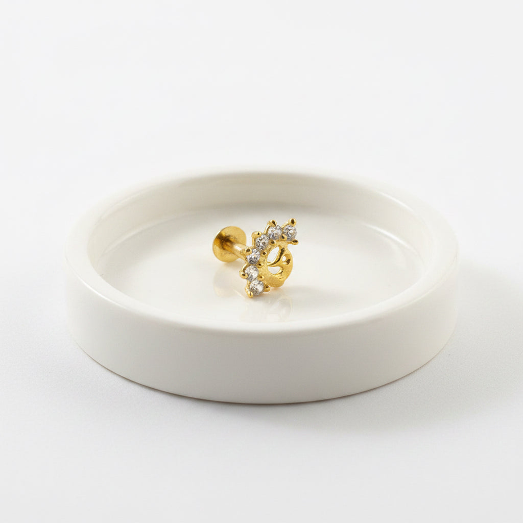 Gold-Plated 925 Silver Peacock Nose Pin With White American Diamond | Festive Bridal Charm - image 1