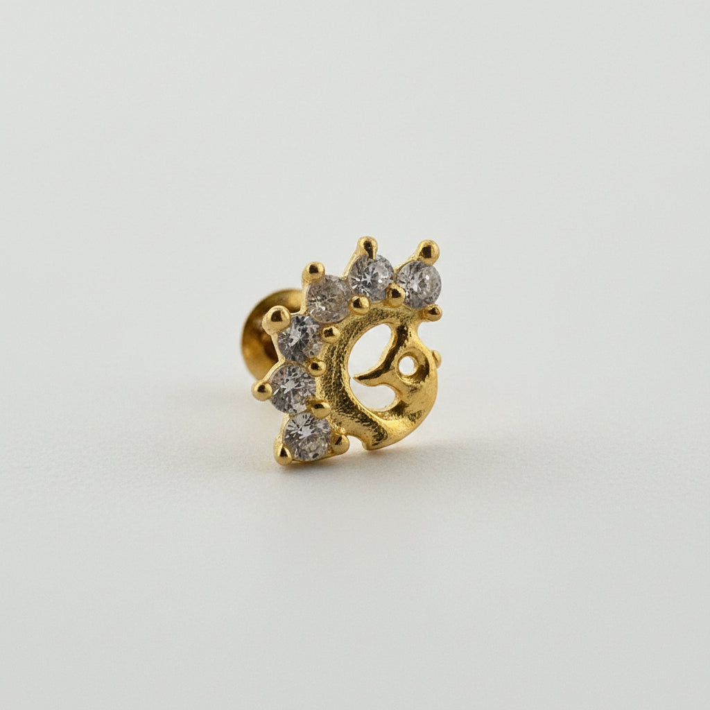 Gold-Plated 925 Silver Peacock Nose Pin With White American Diamond | Festive Bridal Charm - image 2