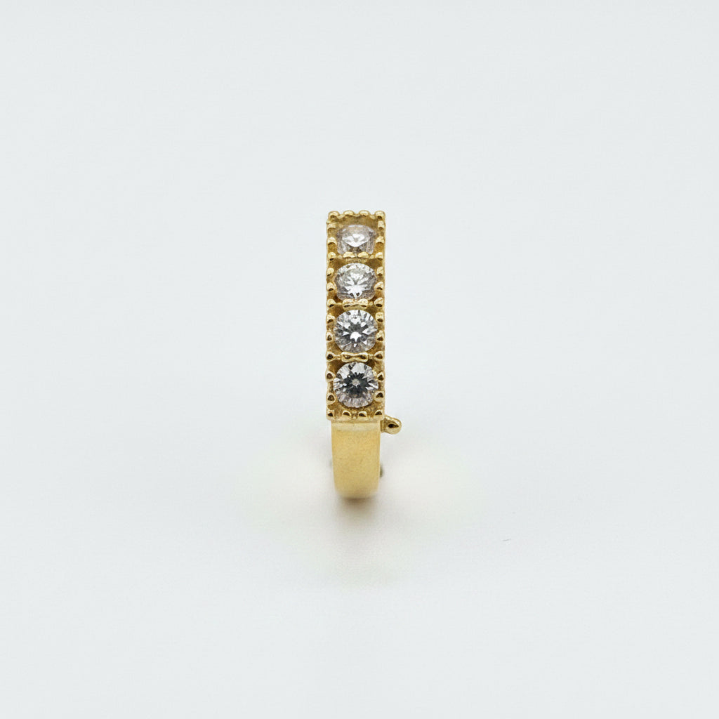 Gold-Plated 925 Silver J-Type Nose Pin With White AD Bar | Sleek Office Glam - image 1