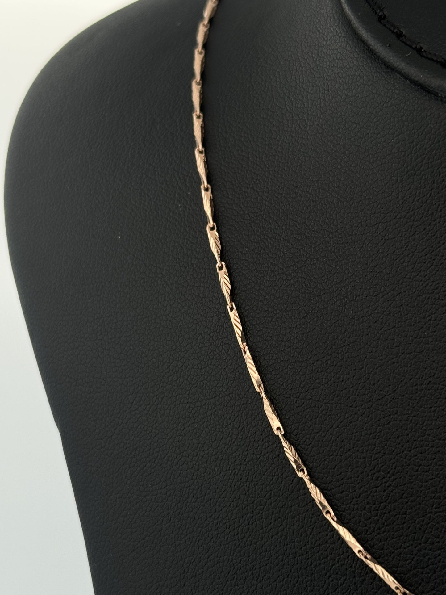Rose-tone 925 silver fancy link chain | geometric diamond-cut texture for everyday editorial style - image 5