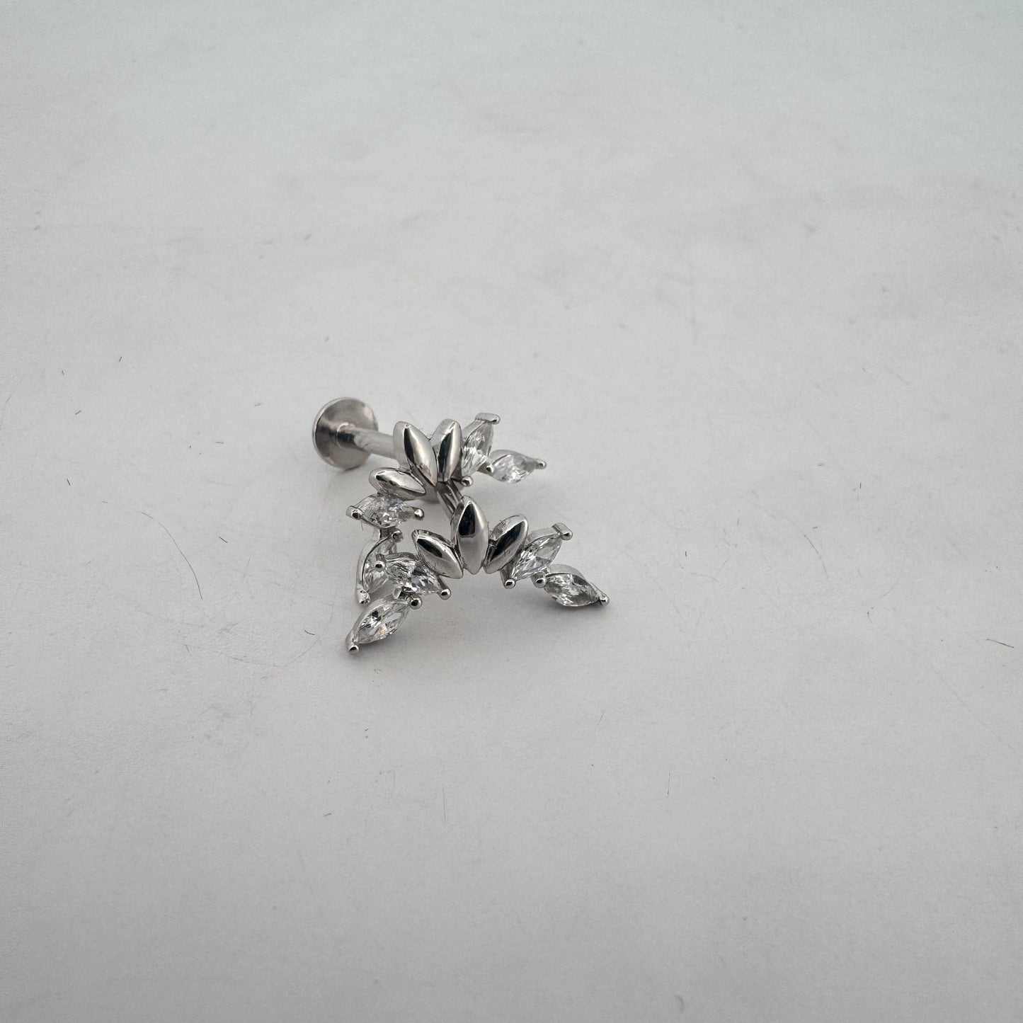 925 Silver Curved Arc Studs With Marquise White AD | Sleek Minimal Daily Elegance - image 1