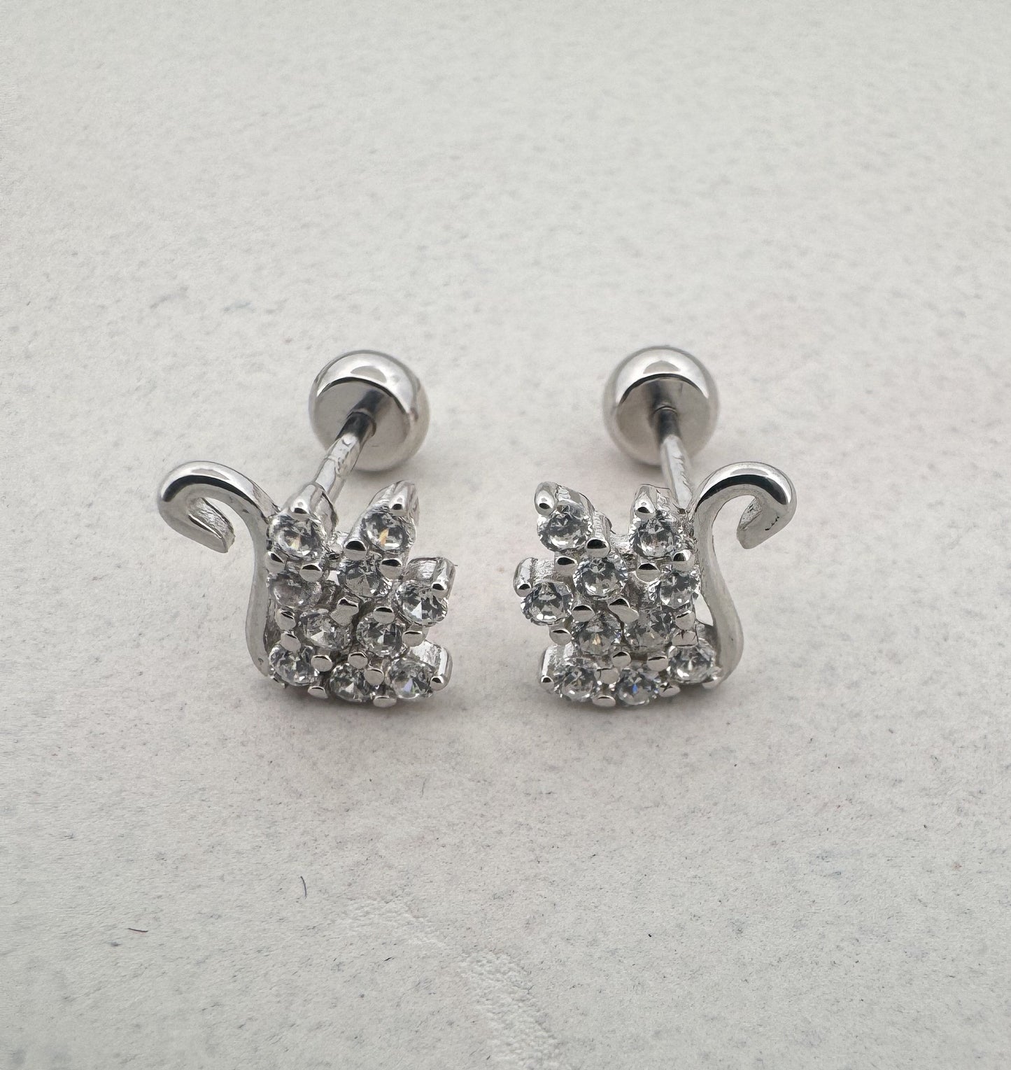 925 Silver Swan Studs With White AD Pavé | Elegant Festive Gift For Her - image 1