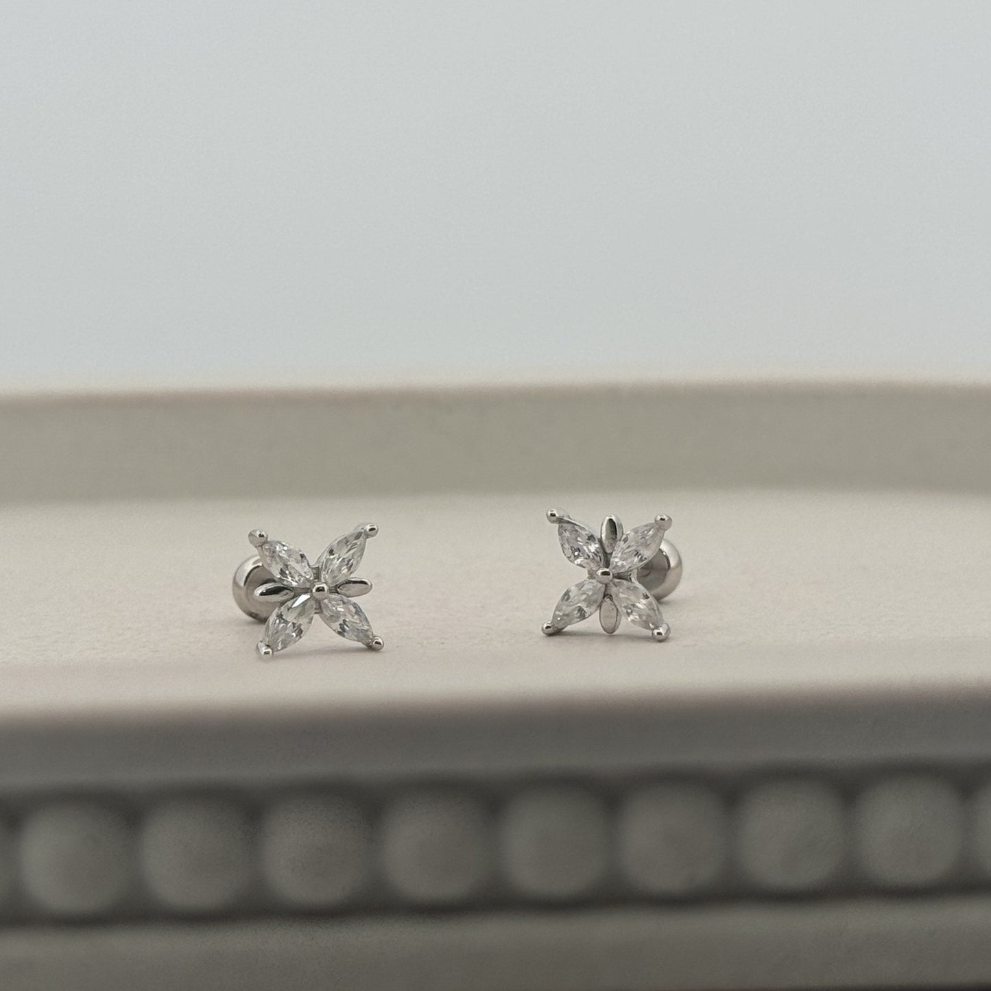 925 Silver Butterfly Studs With Four Marquise White AD | Graphic Minimal Daily Sparkle - image 2