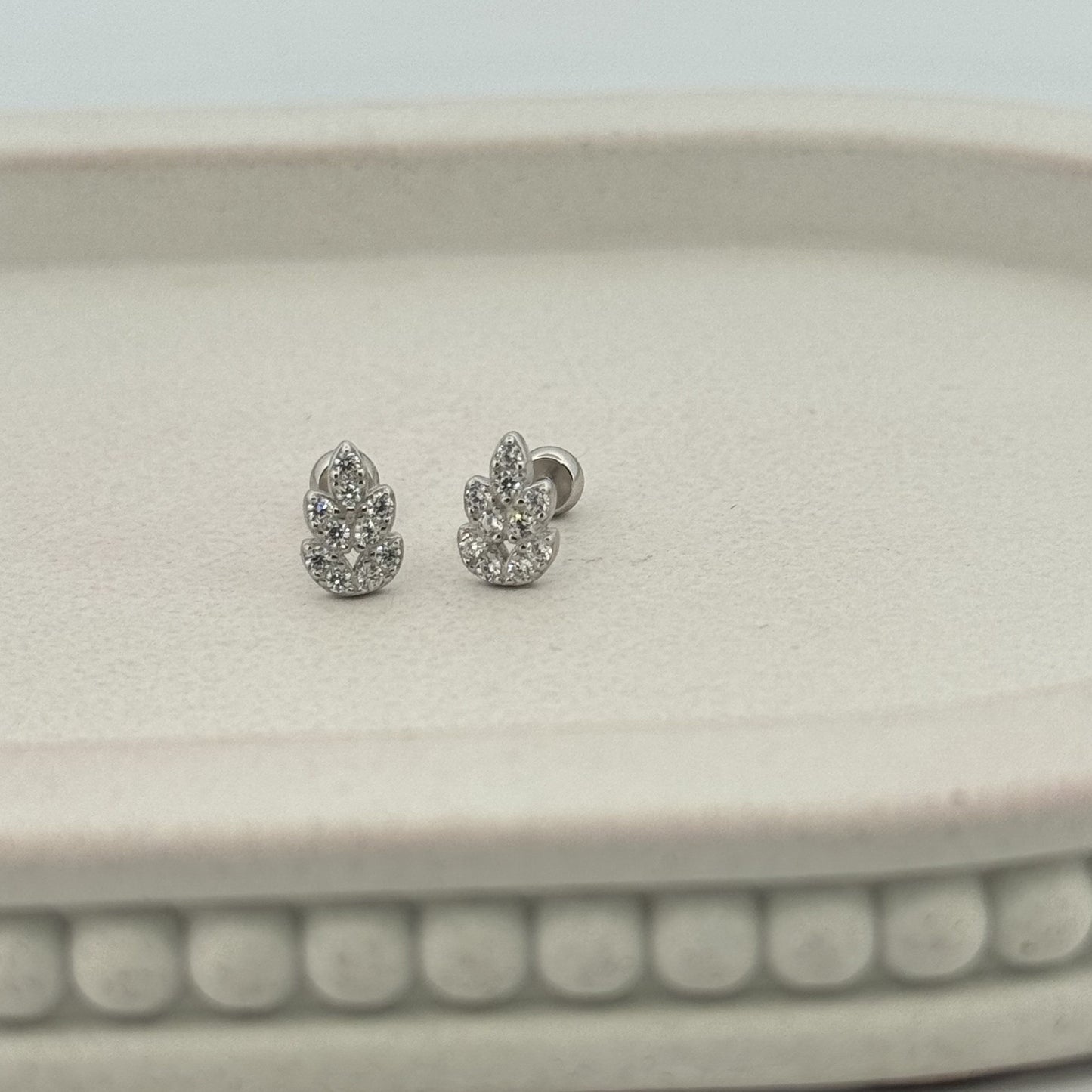925 Silver Floral Cluster Studs With White AD Pavé | Dense Bridal Sparkle For Weddings - image 1