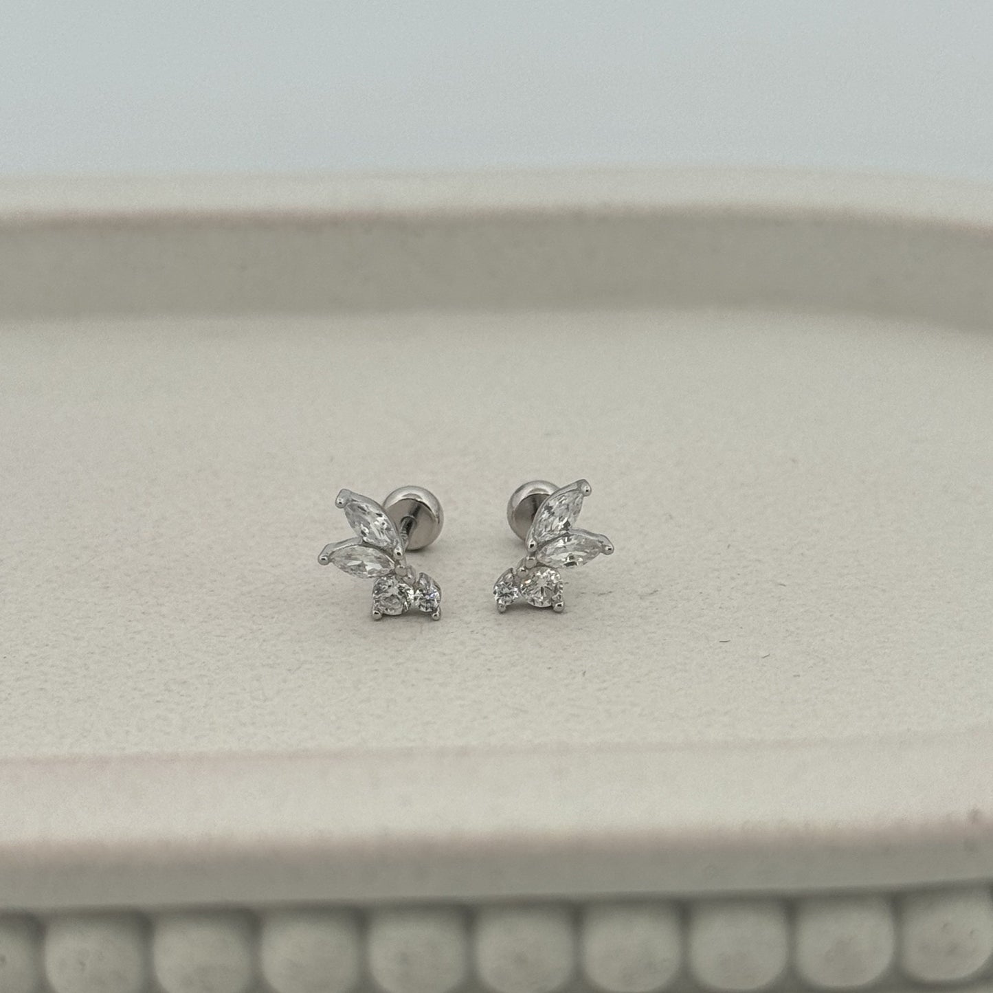 925 Silver Butterfly Studs With Marquise White AD | Luminous Minimal Gifting Pick - image 1