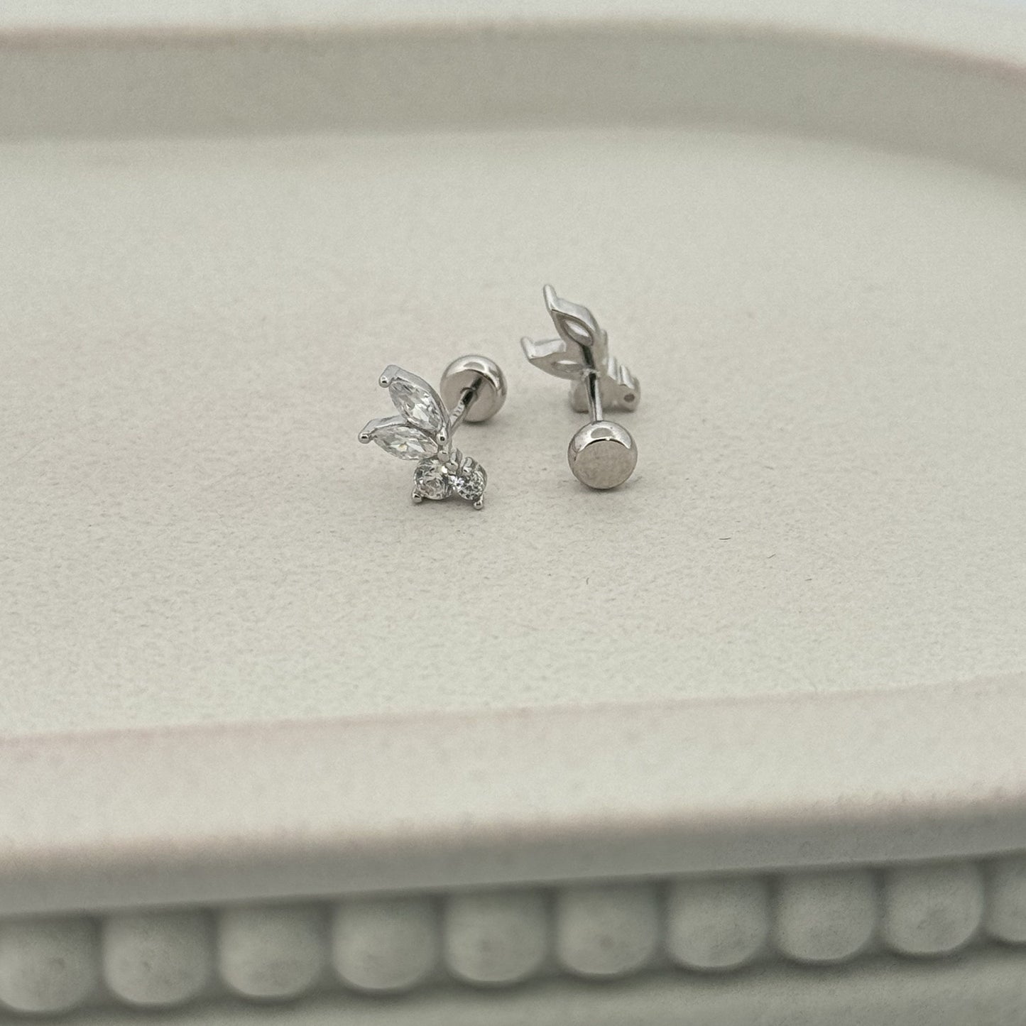 925 Silver Butterfly Studs With Marquise White AD | Luminous Minimal Gifting Pick - image 2