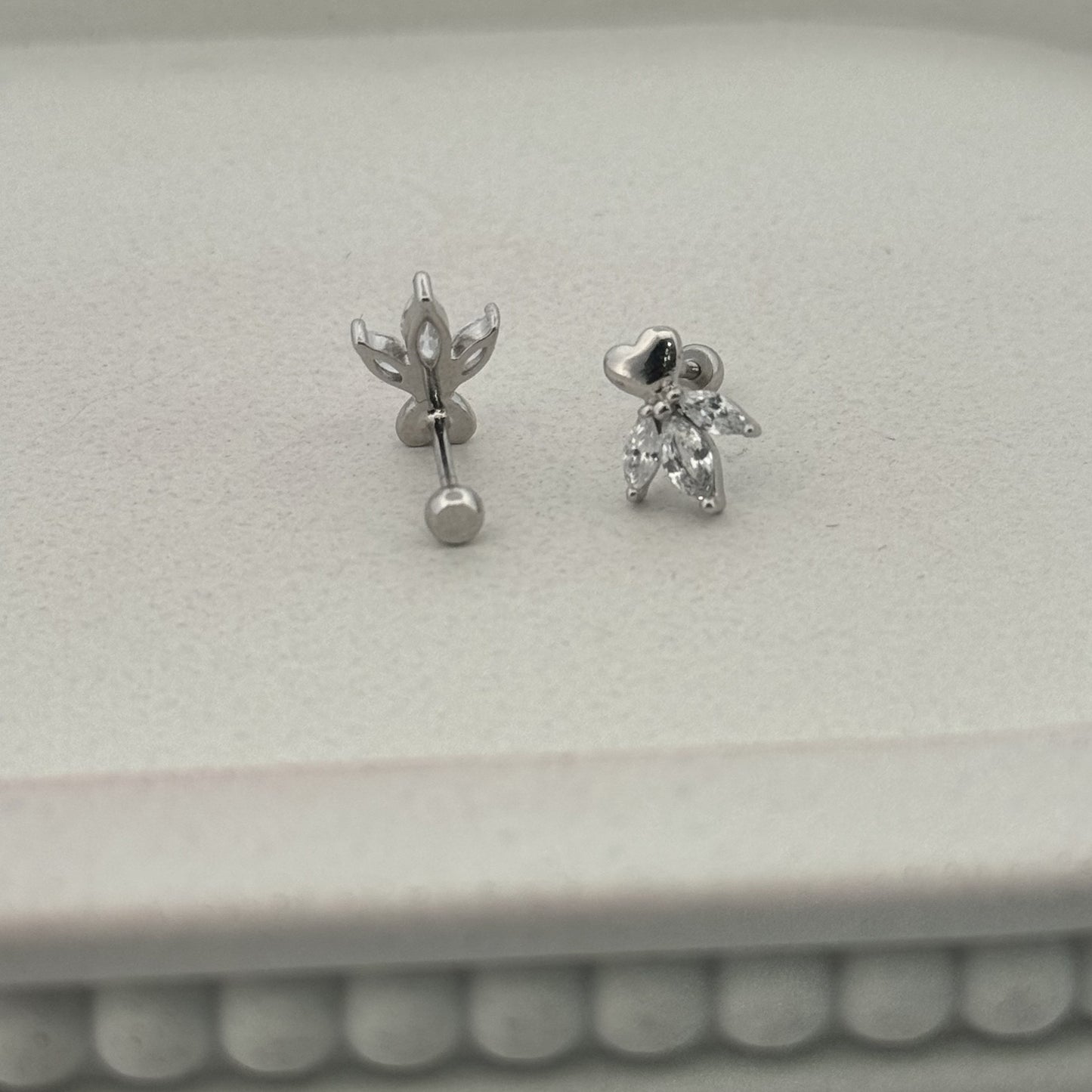 925 Silver Dual Motif Studs With Marquise White AD | Delicate Daily Wear For Her - image 2